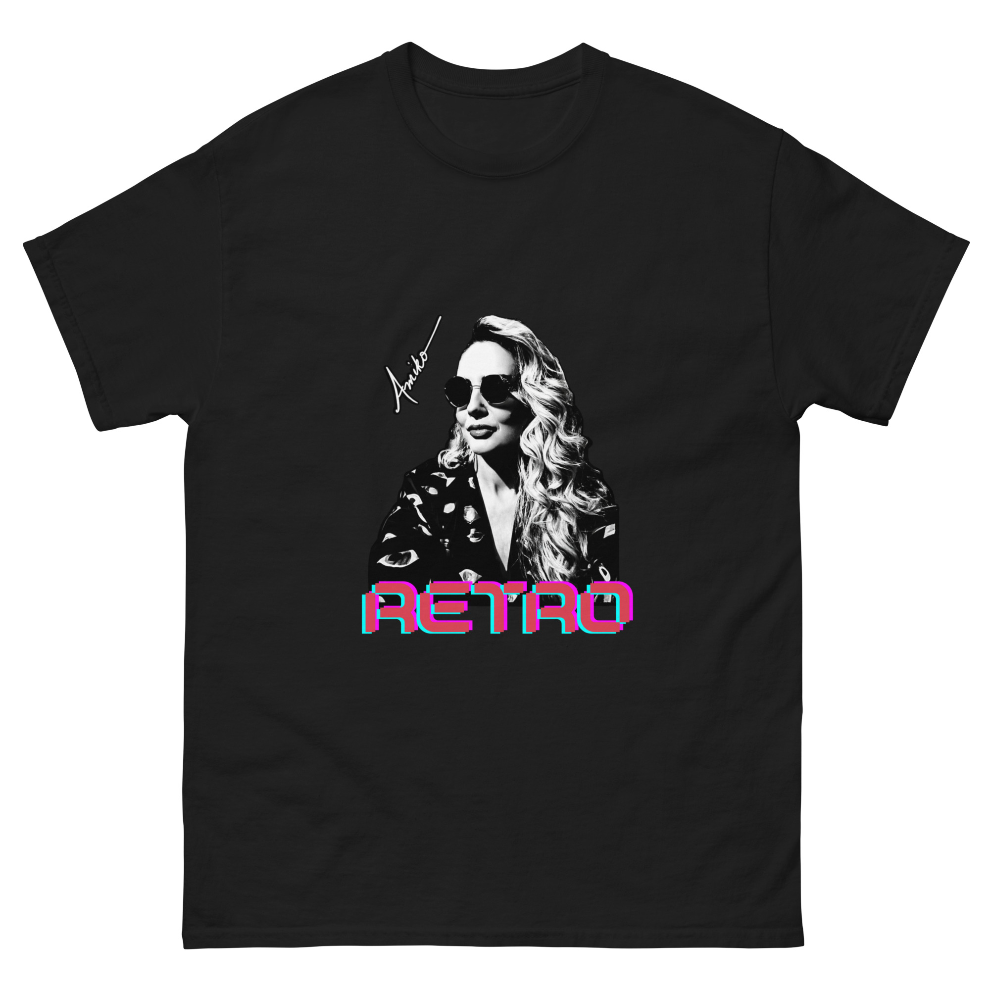 unisex-classic-tee-black-front-6a801e89085d5.jpg Amiko Self-Portrait Retro Classic T-Shirt - Image 1