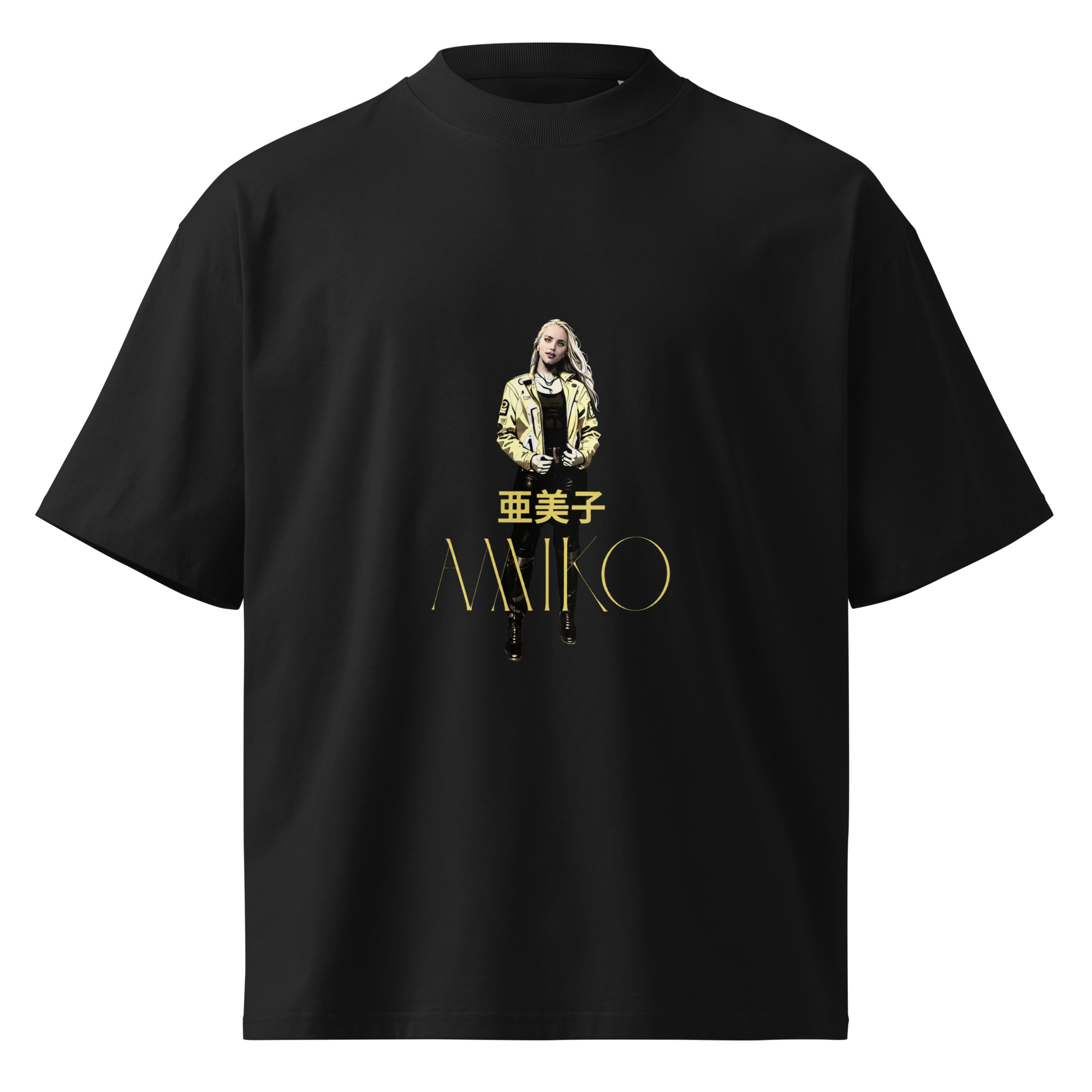 unisex-organic-oversized-high-neck-blaster-2.0-t-shirt-black-front-6a816076189bd.jpg Amiko Japan Origins Story "Cyberpunk Anime" Designed High Neck T-Shirt - Image 1