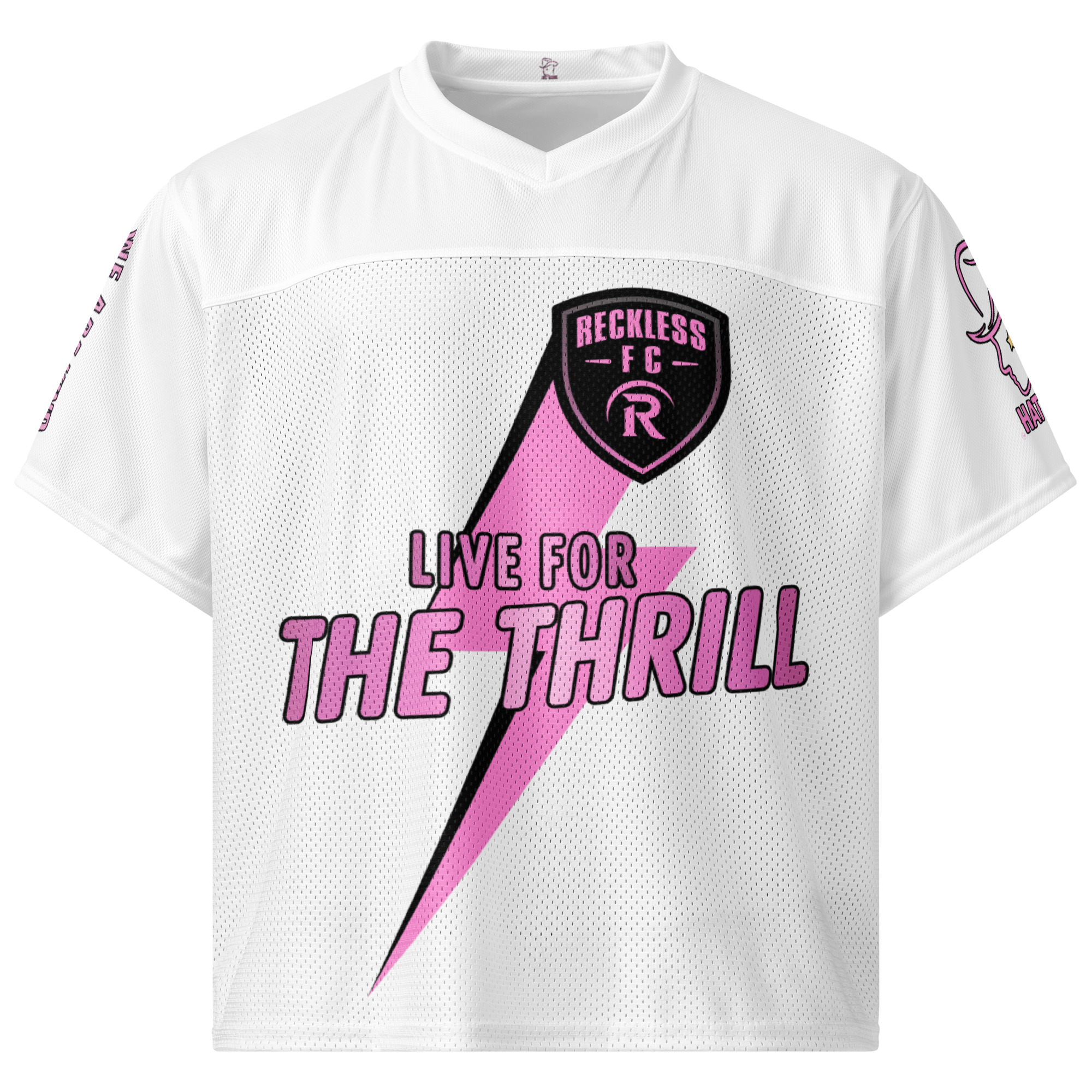all-over-print-boxy-football-jersey-white-front-6acdf84f7d14d.jpg Amiko "Live for the Thrill" Streetwear Football Jersey - Image 1