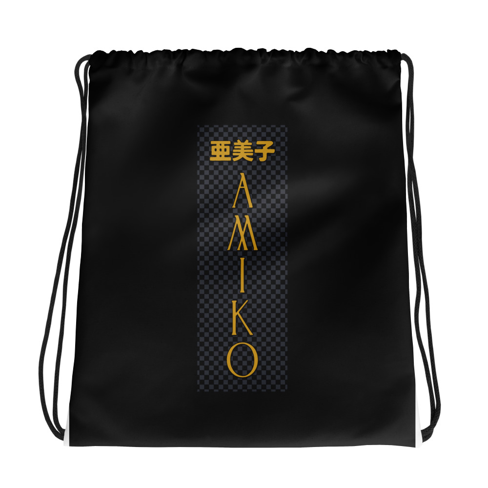 all-over-print-drawstring-bag-white-mockup-6ad1f7210a4ab.jpg Amiko Japan Origins Story Kanji Logo Drawstring Bag - Image 1