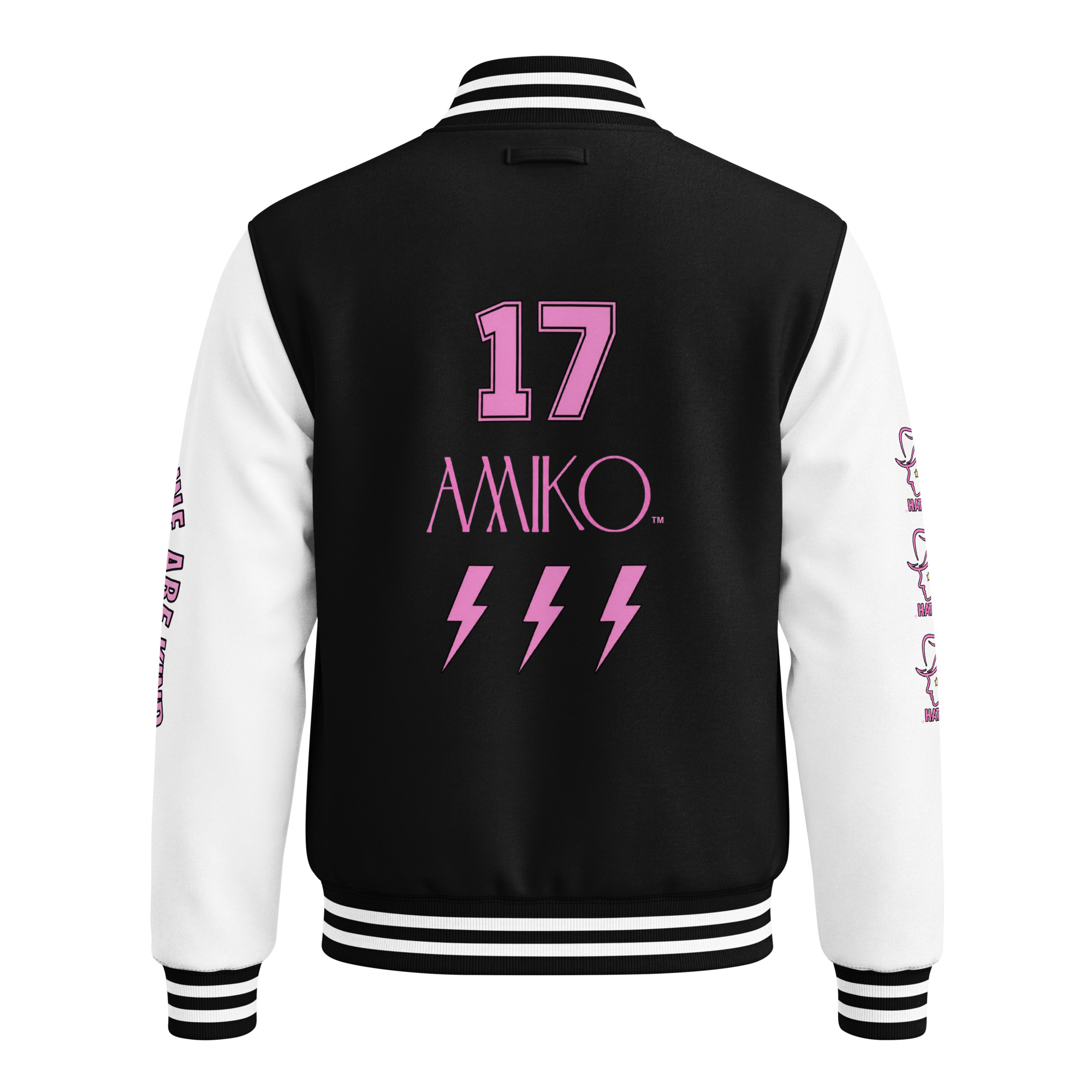 unisex-heavyweight-letterman-jacket-jet-black-arctic-white-back-6ace421829017.jpg Amiko "Live for the Thrill" Streetwear Style Letterman Jacket - Image 1
